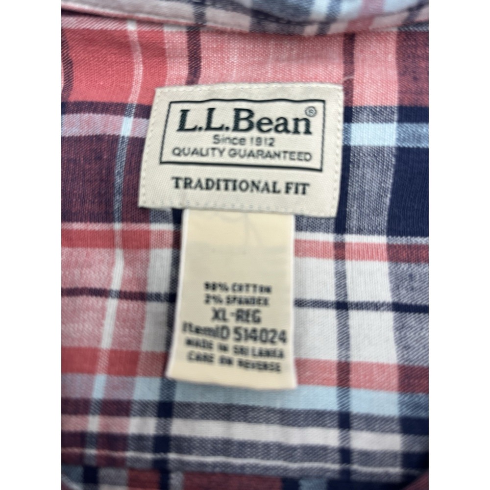 LL Bean Shirt Mens XL Traditional Fit Plaid Stretch Button Up Cotton - Picture 3 of 3